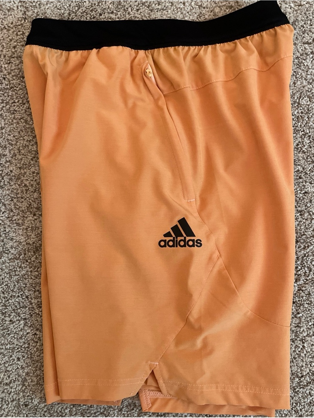 adidas Orange Axis 22 Woven Athletic Shorts with Black Waistband